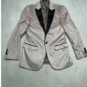Maenza Men‎ Pink Blazer Sparkle One Button Black Trim Tux